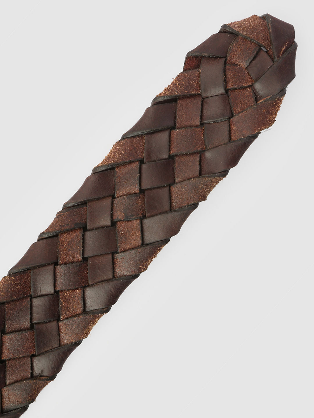 Brown Pleated Leather Belt