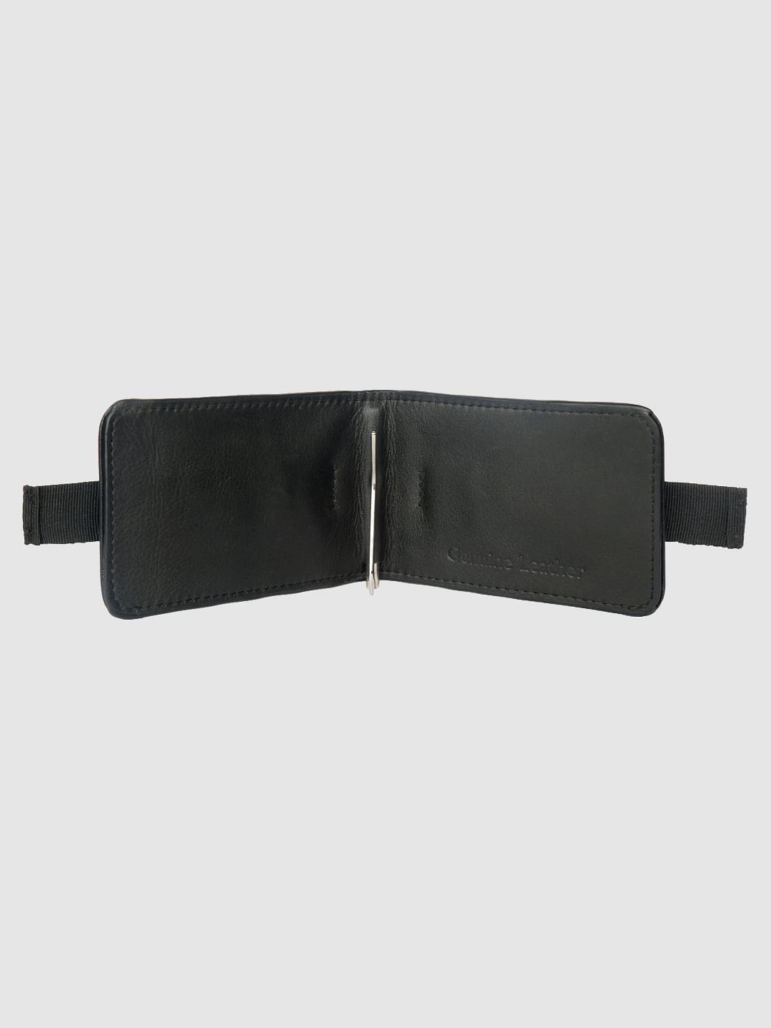 Black Strap Detail Leather Card Case