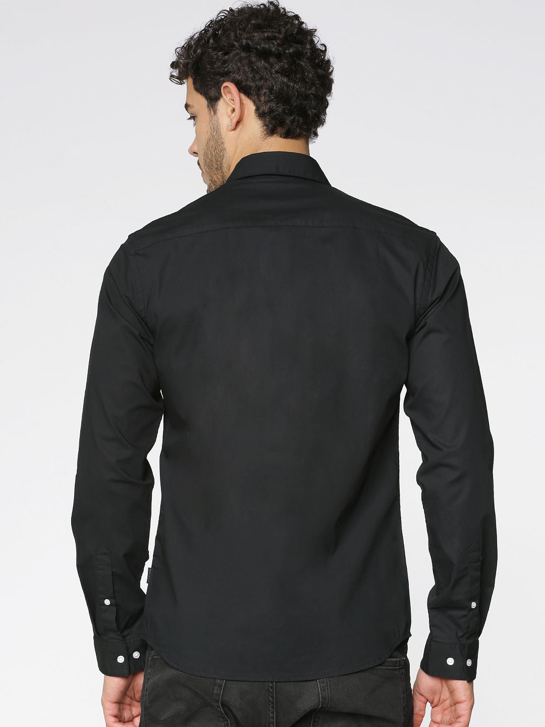 Black Graphic Print Slim Fit Full Sleeves Shirt