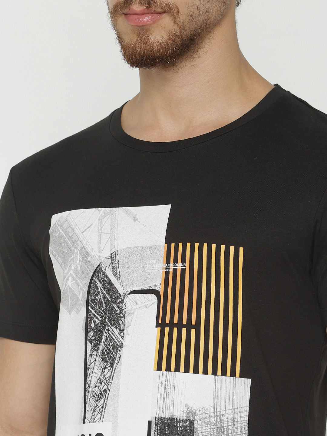 Black Graphic Print Crew Neck T-Shirt
