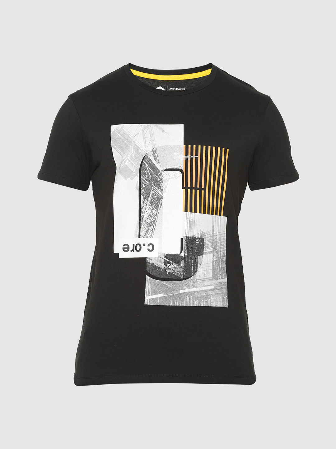 Black Graphic Print Crew Neck T-Shirt