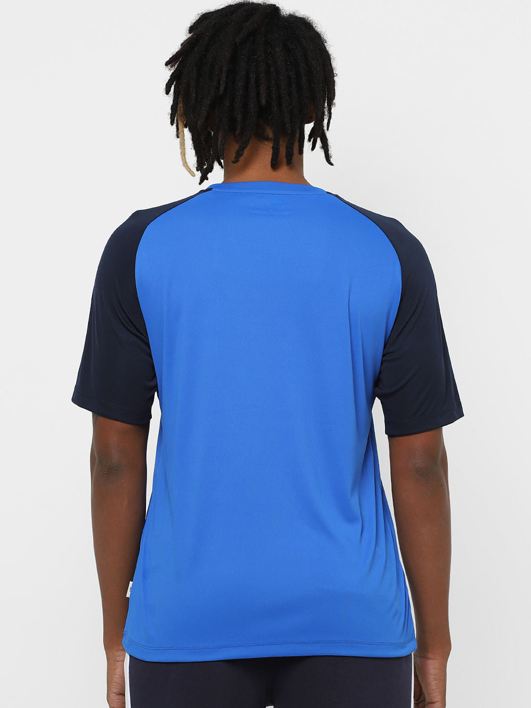 Blue Colourblocked Crew Neck T-shirt