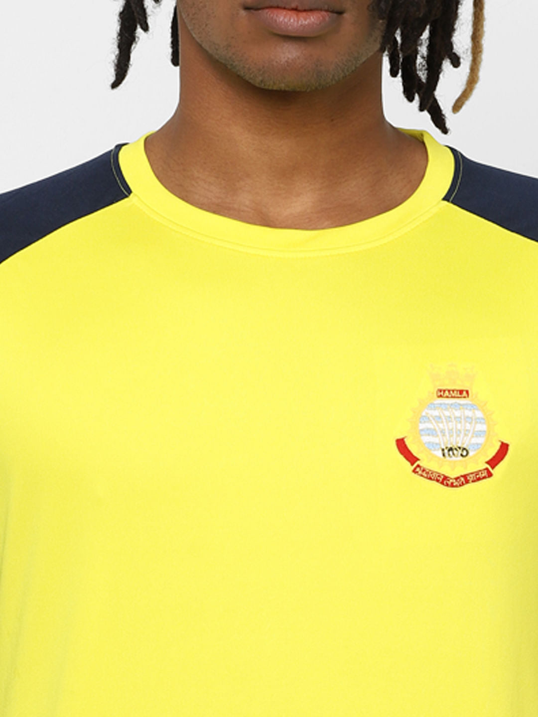 Yellow Colourblocked Crew Neck T-shirt