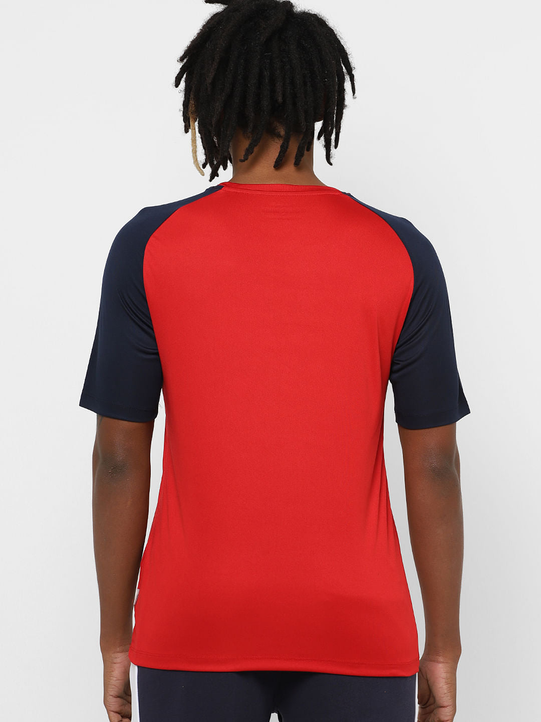 Red Colourblocked Crew Neck T-shirt