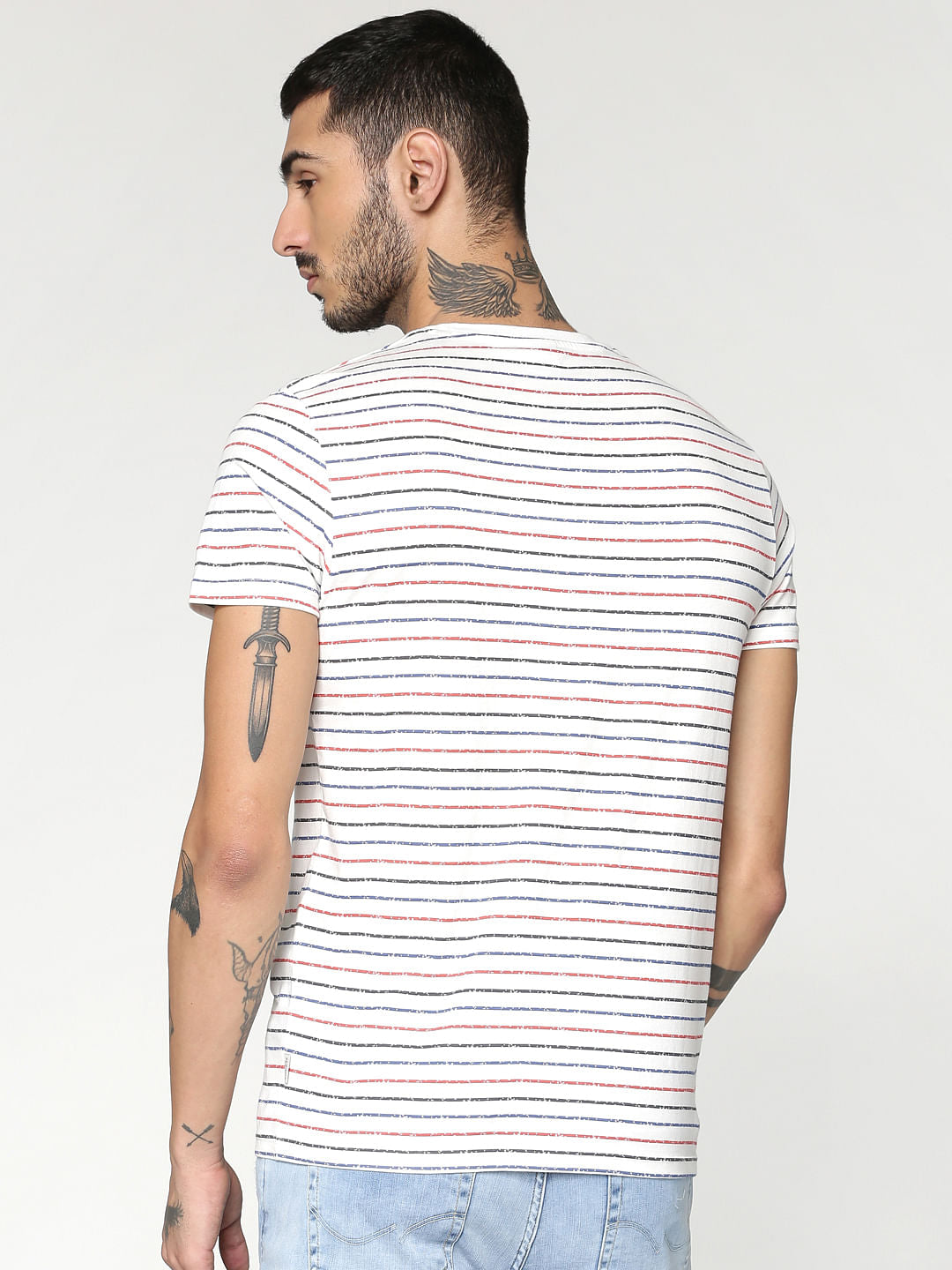 White Striped Crew Neck T-Shirt