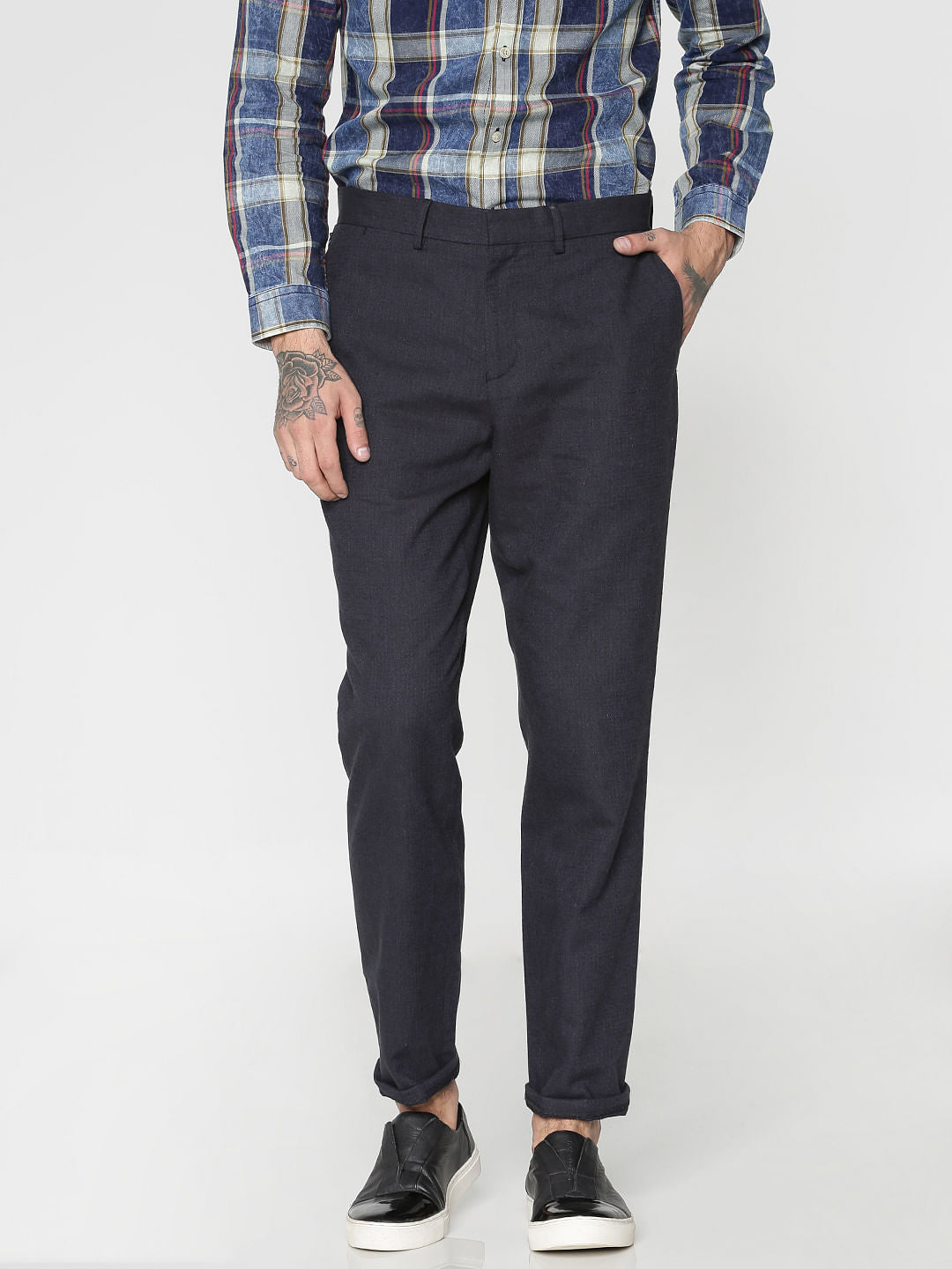 Navy Blue Slim Fit Trousers - 46