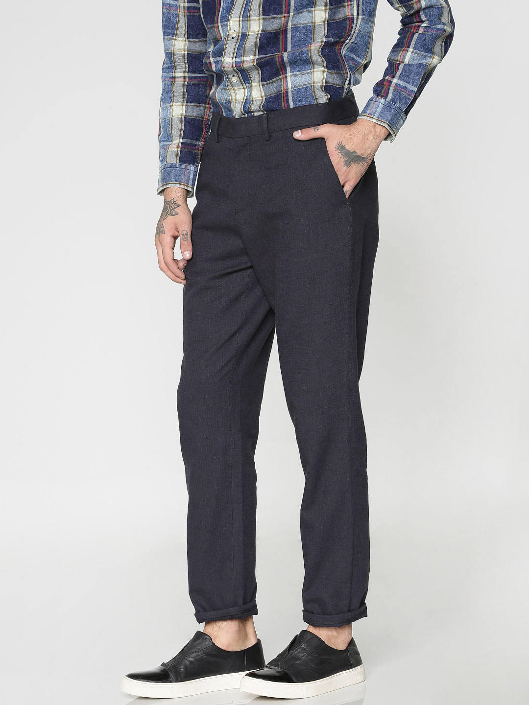 Navy Blue Slim Fit Trousers