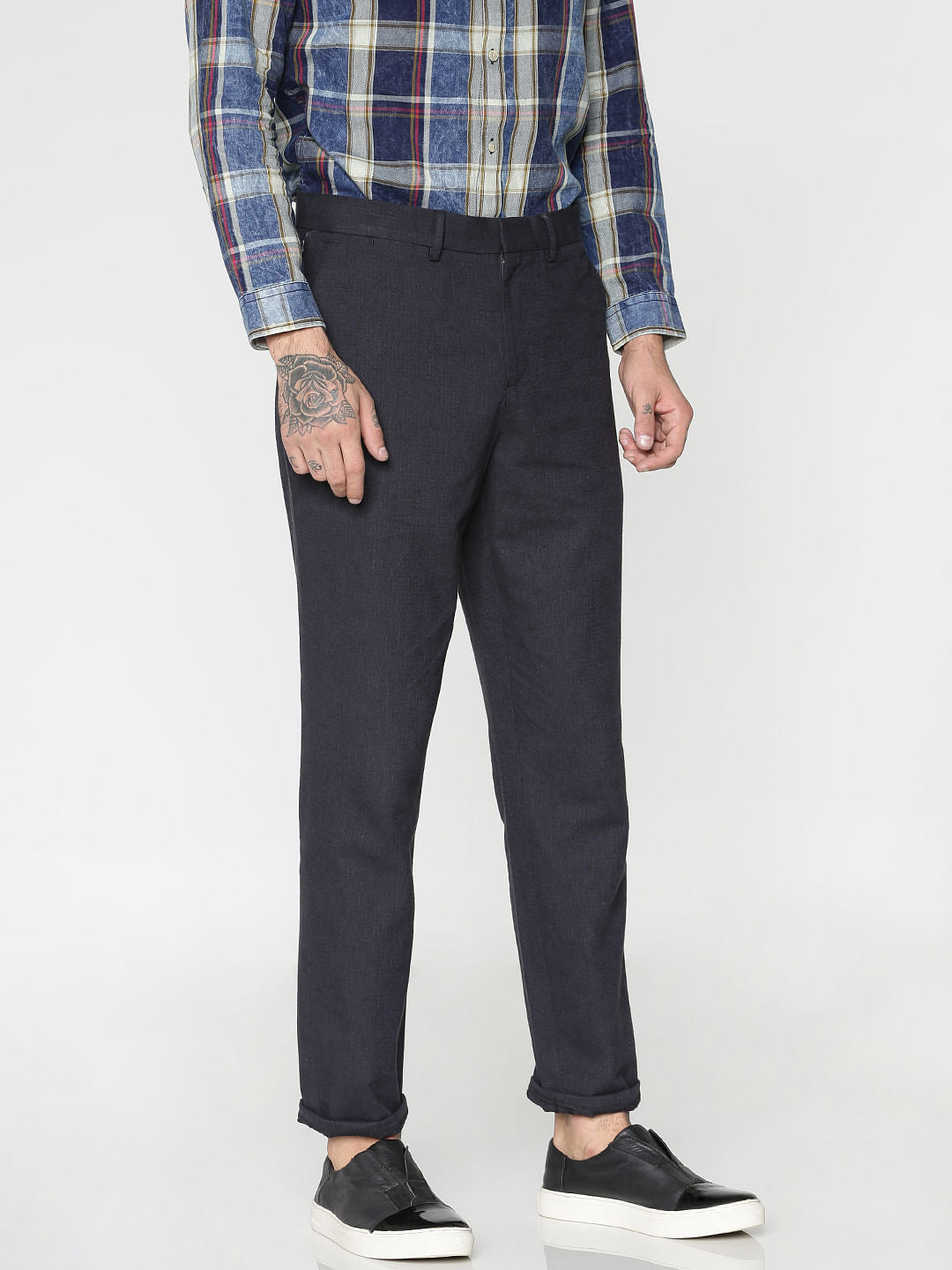 Navy Blue Slim Fit Trousers