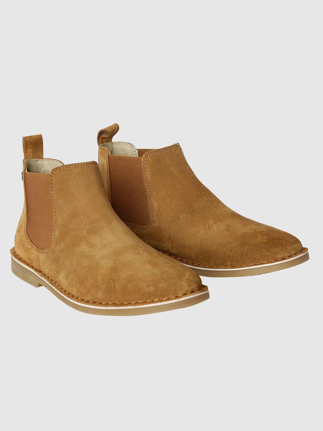 Brown Suede Finish Leather Chelsea Boots - 6