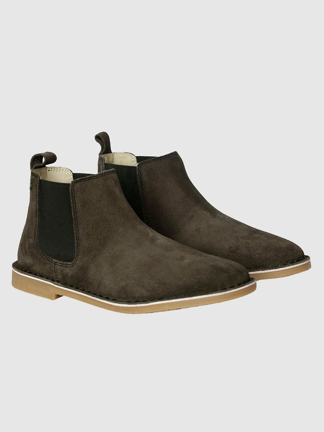 Black Suede Finish Leather Chelsea Boots