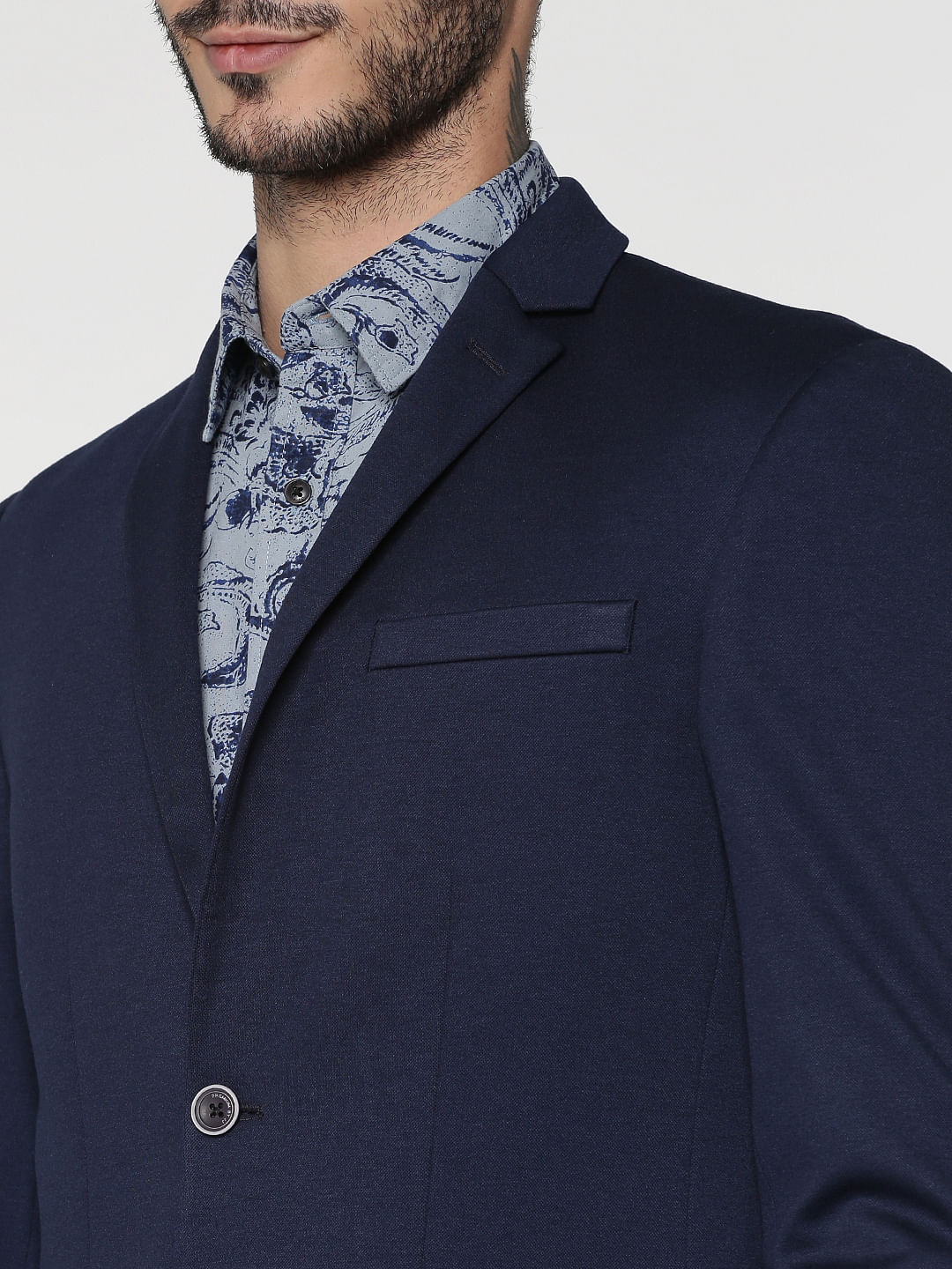 Navy Blue Double Button Slim Fit Blazer