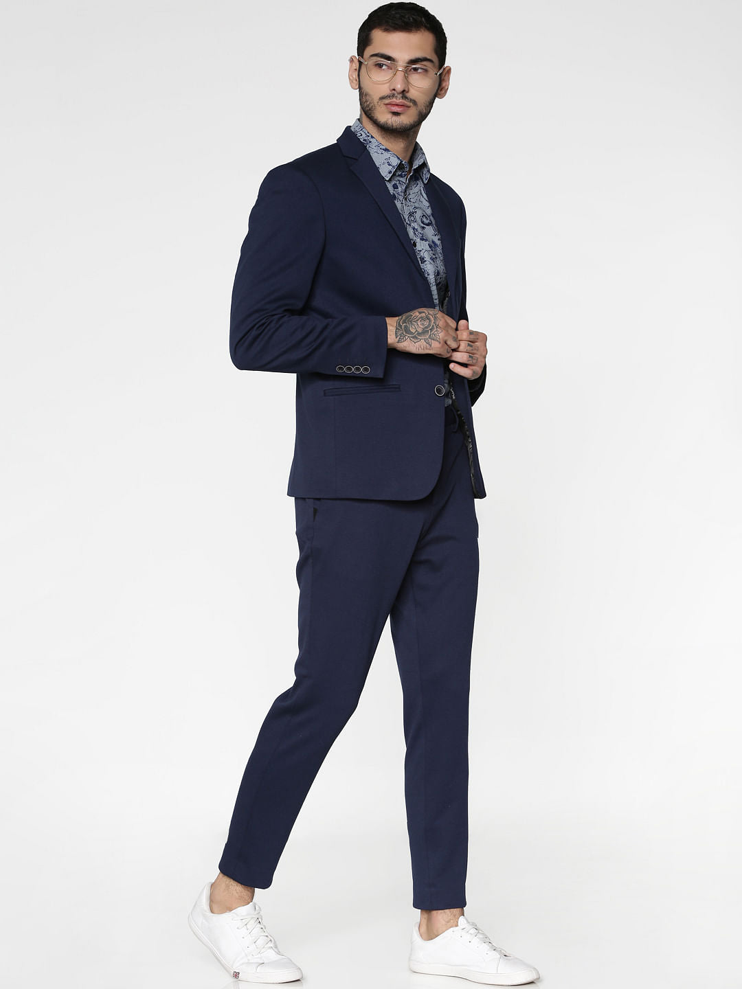 Navy Blue Double Button Slim Fit Blazer