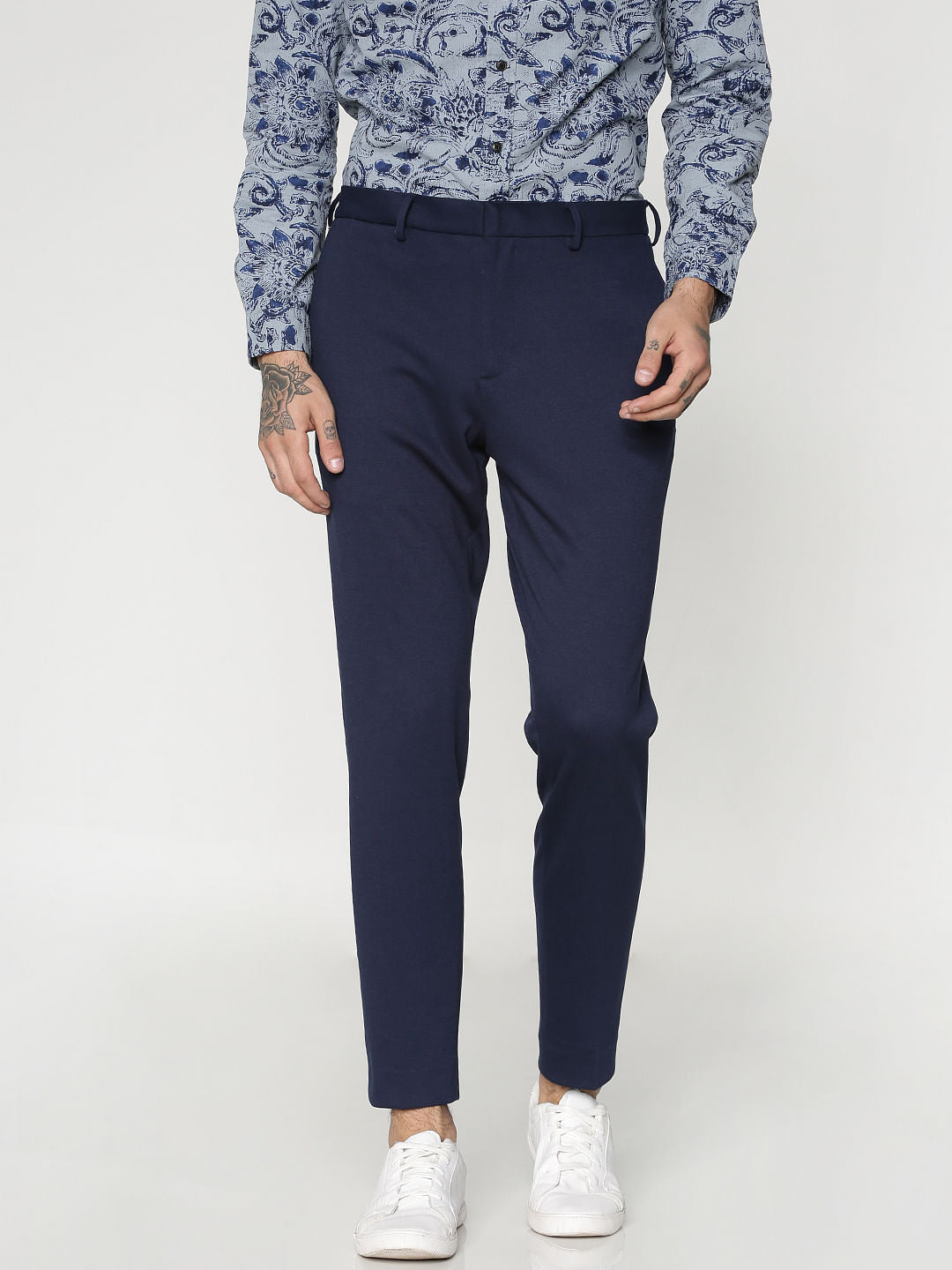 Navy Blue Slim Fit Trousers - 46