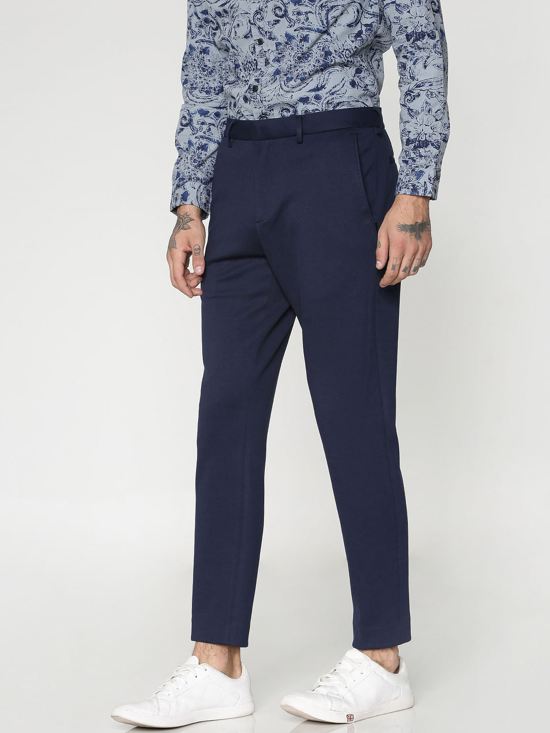 Navy Blue Slim Fit Trousers