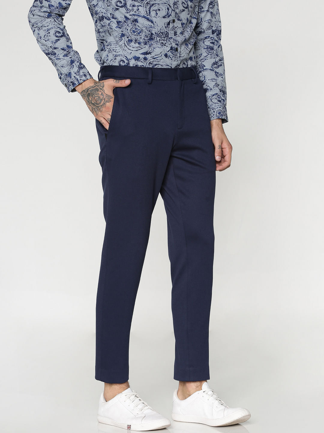 Navy Blue Slim Fit Trousers