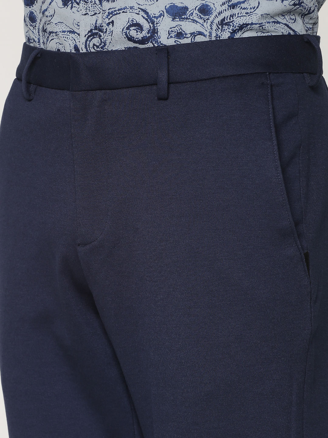 Navy Blue Slim Fit Trousers