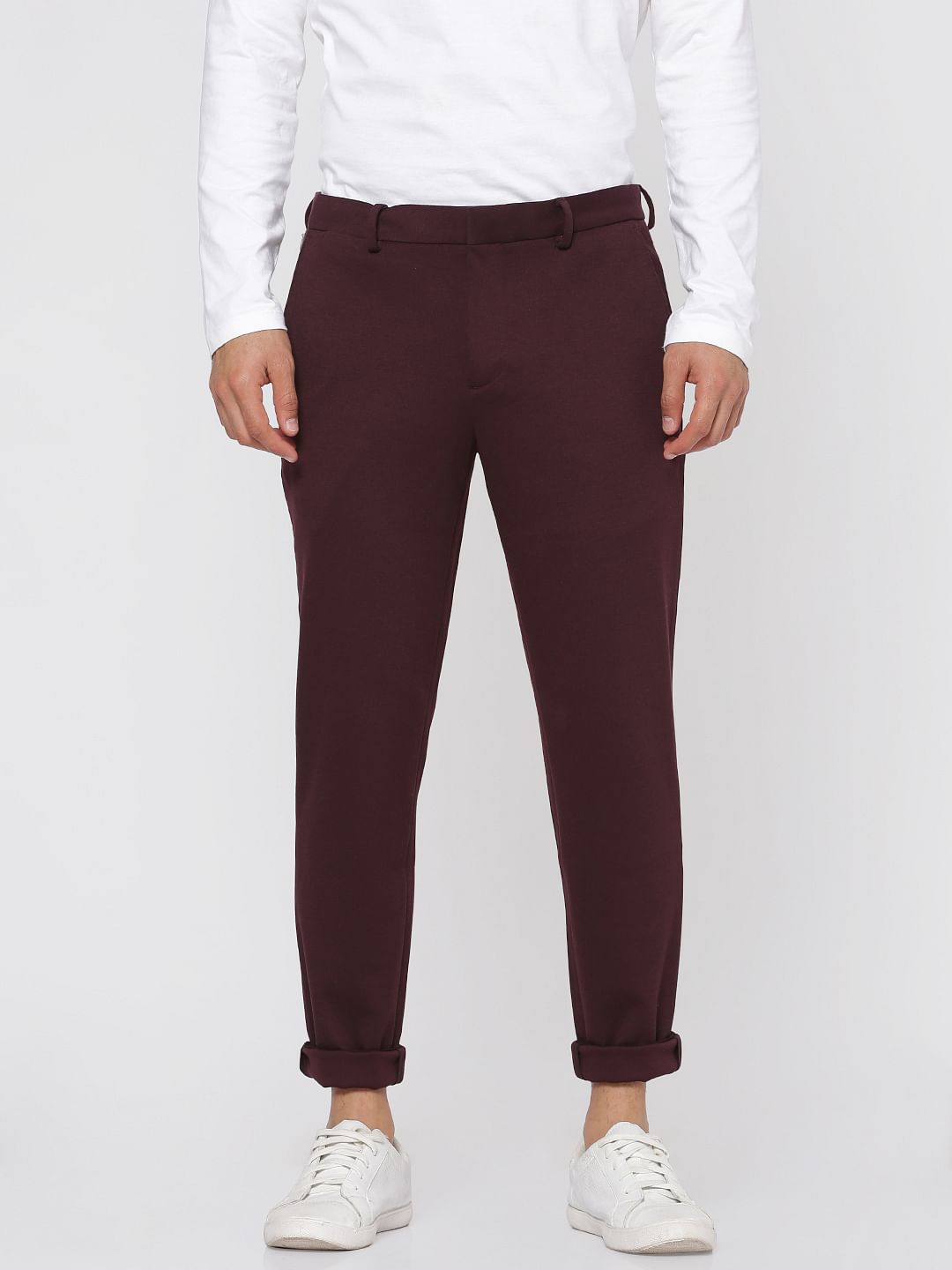 Burgundy Slim Fit Trousers - 46