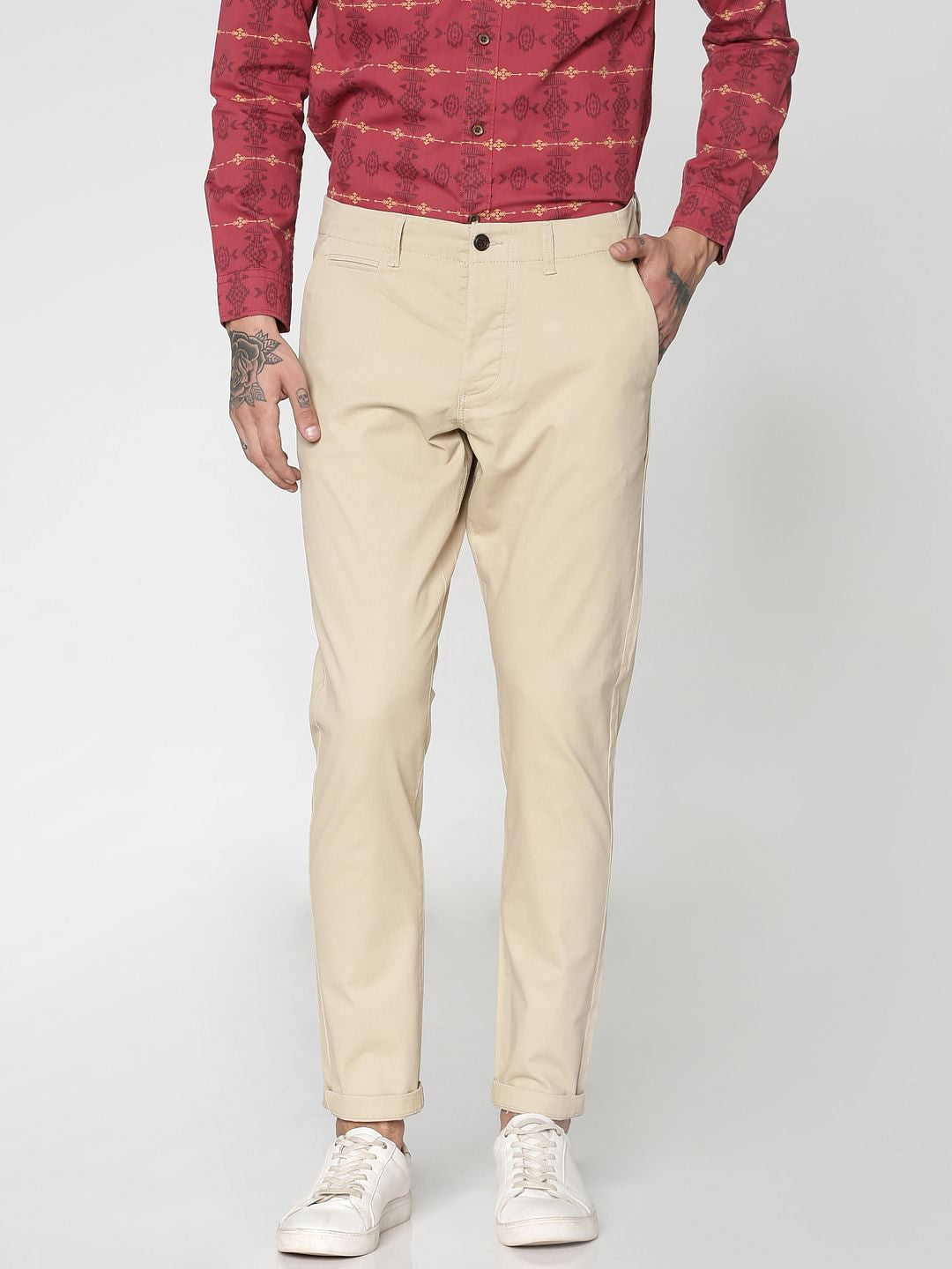 Beige Slim Fit Pants - 28/30