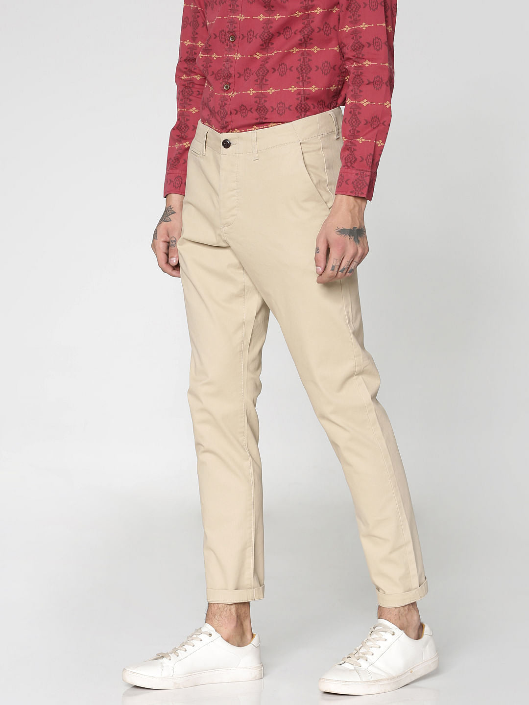 Beige Slim Fit Pants