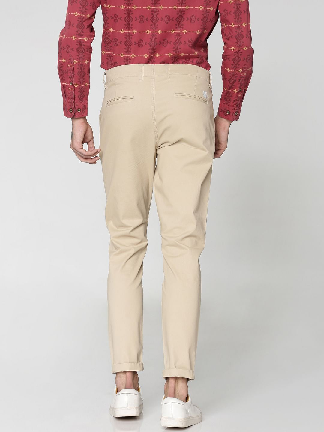 Beige Slim Fit Pants