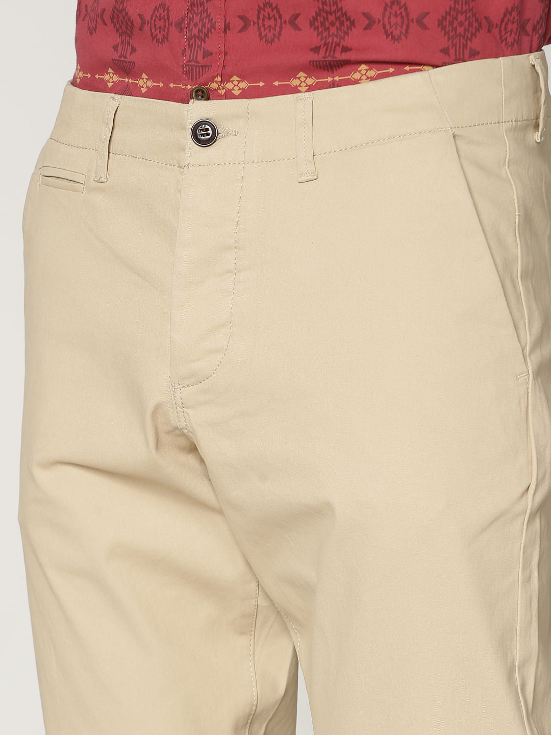 Beige Slim Fit Pants
