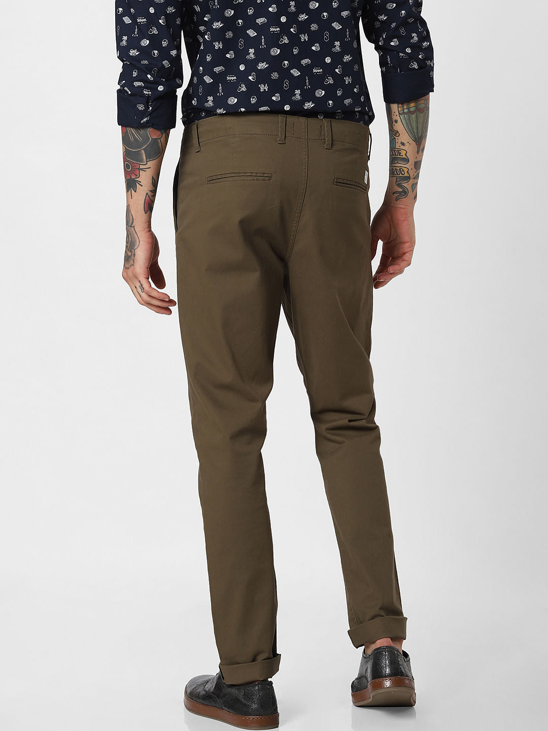 Olive Green Mid Rise Pants