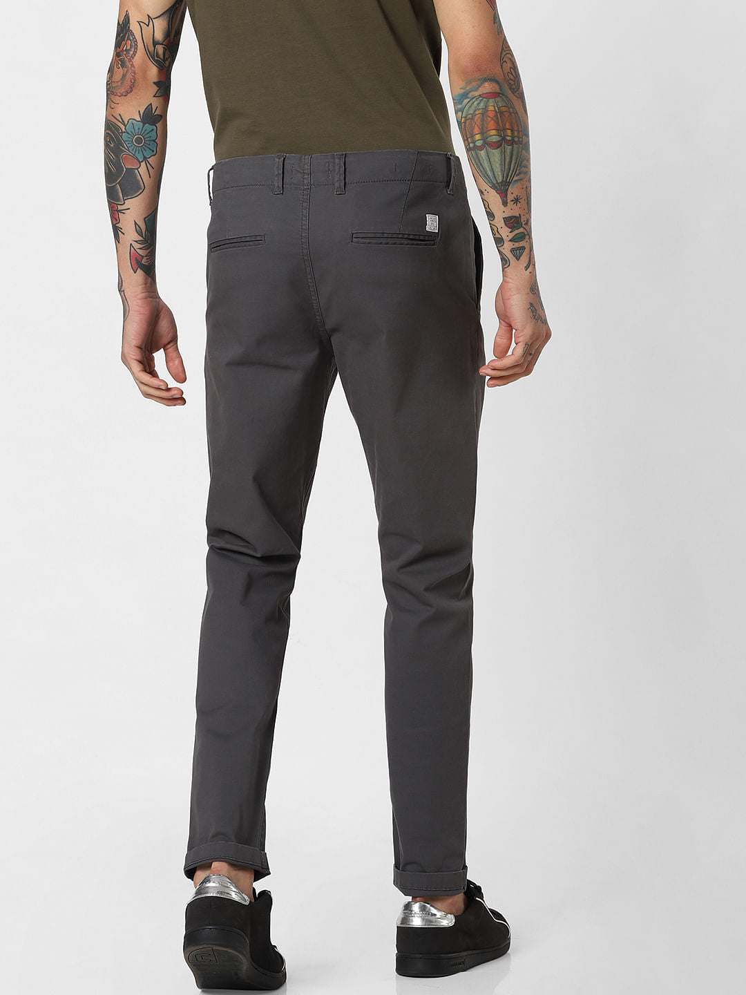 Grey Mid Rise Pants
