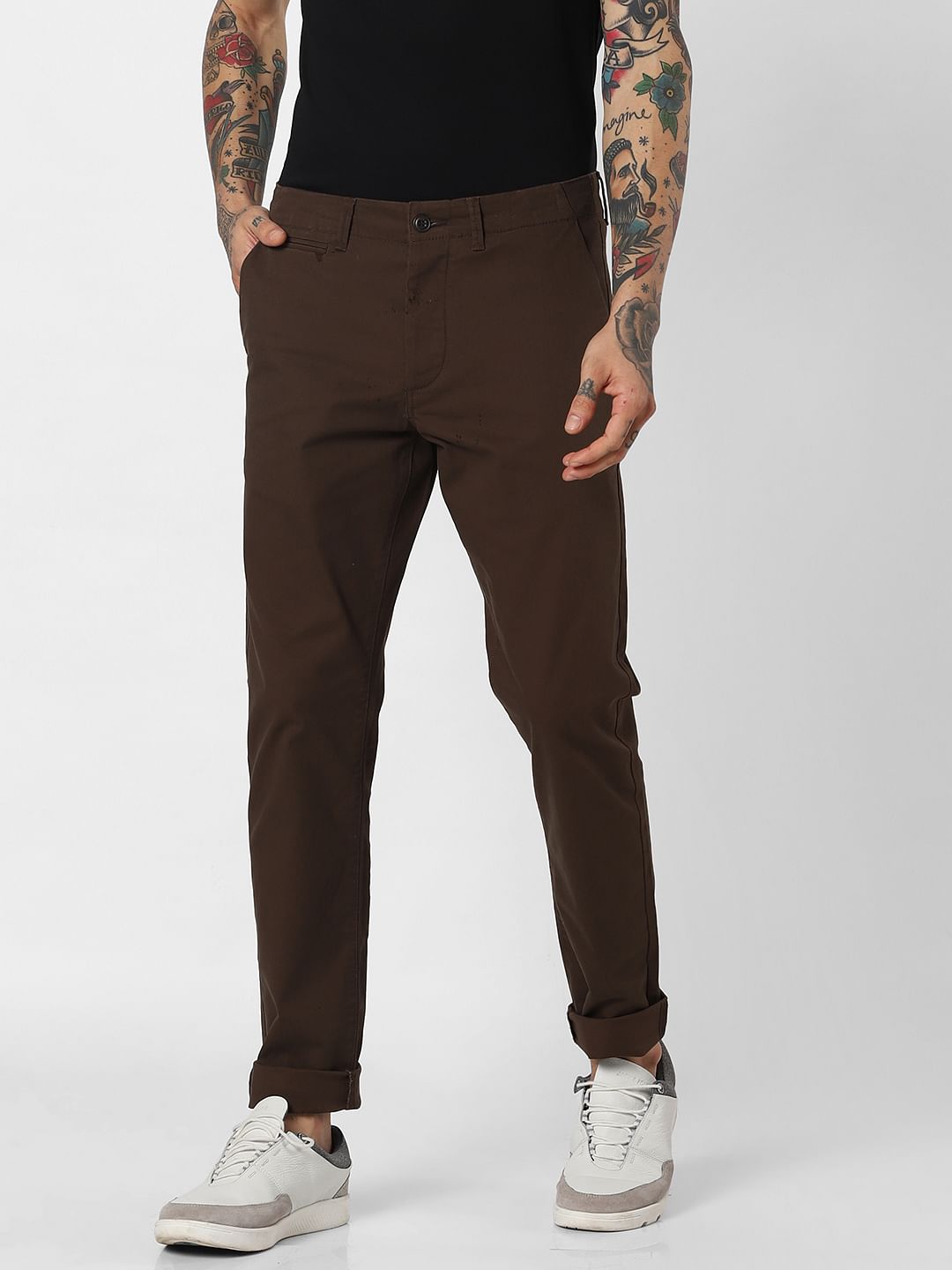 Dark Brown Mid Rise Pants - 28/30