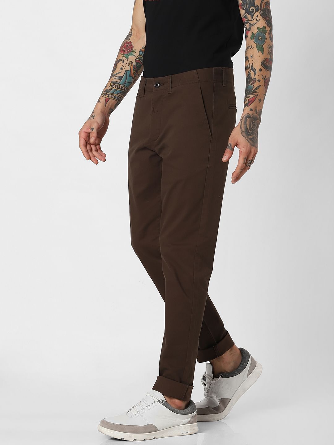Dark Brown Mid Rise Pants