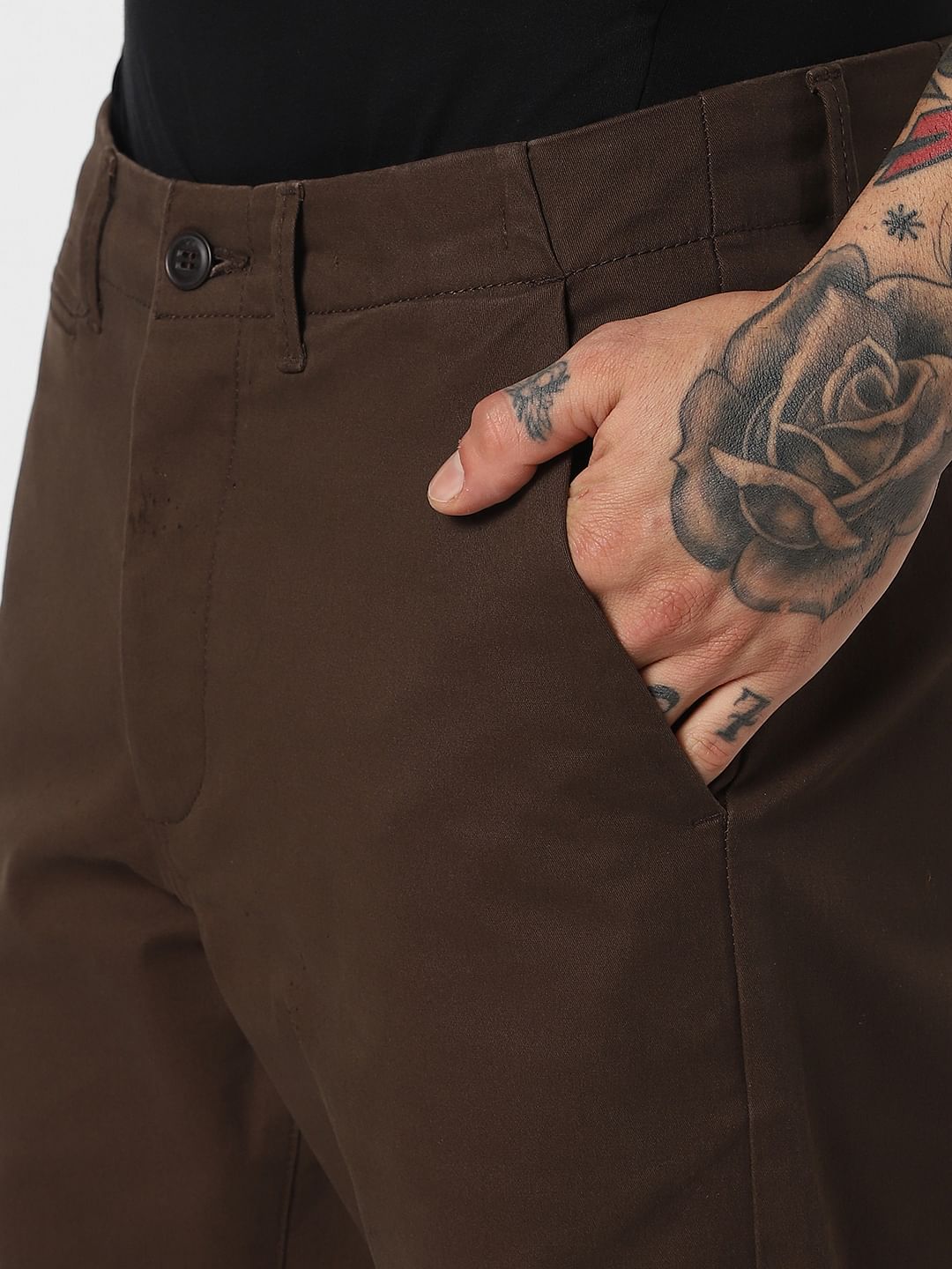 Dark Brown Mid Rise Pants