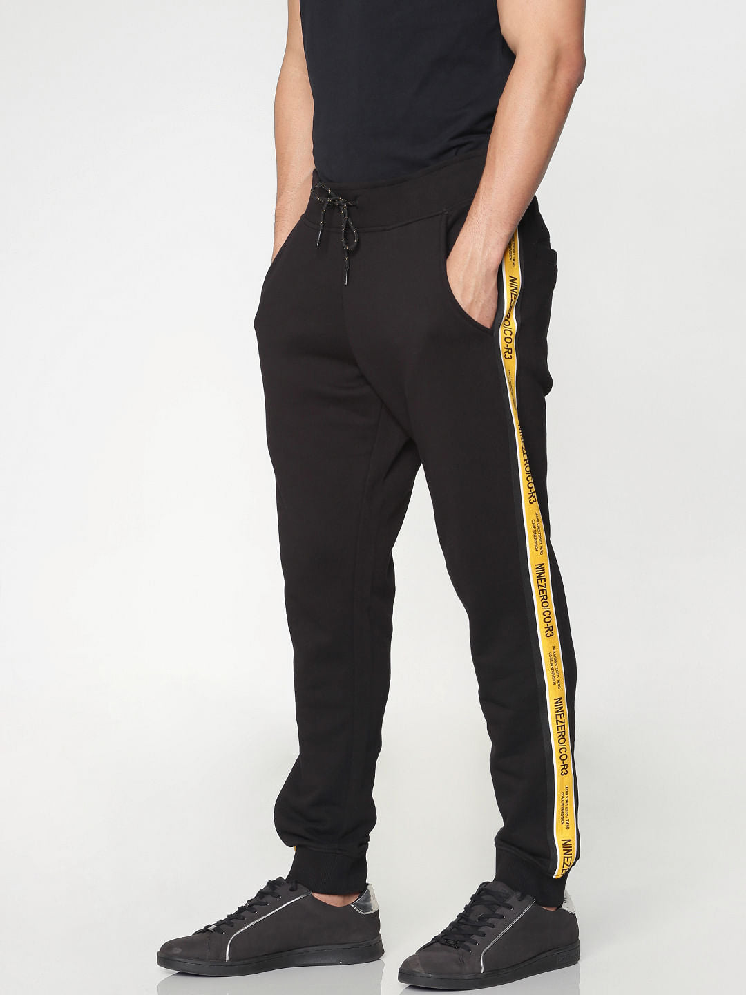 Black Side Tape Detail Sweatpants - S