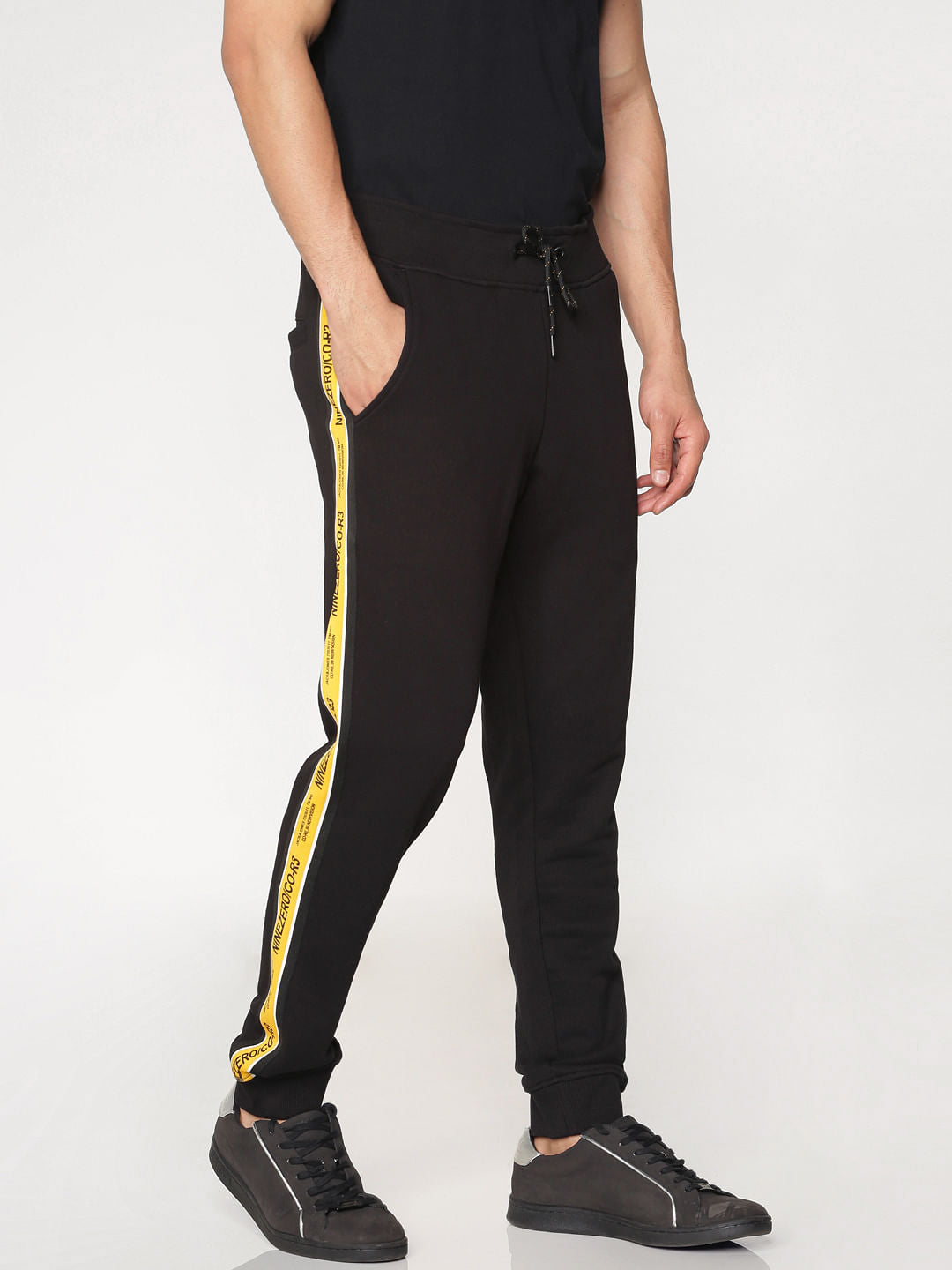 Black Side Tape Detail Sweatpants