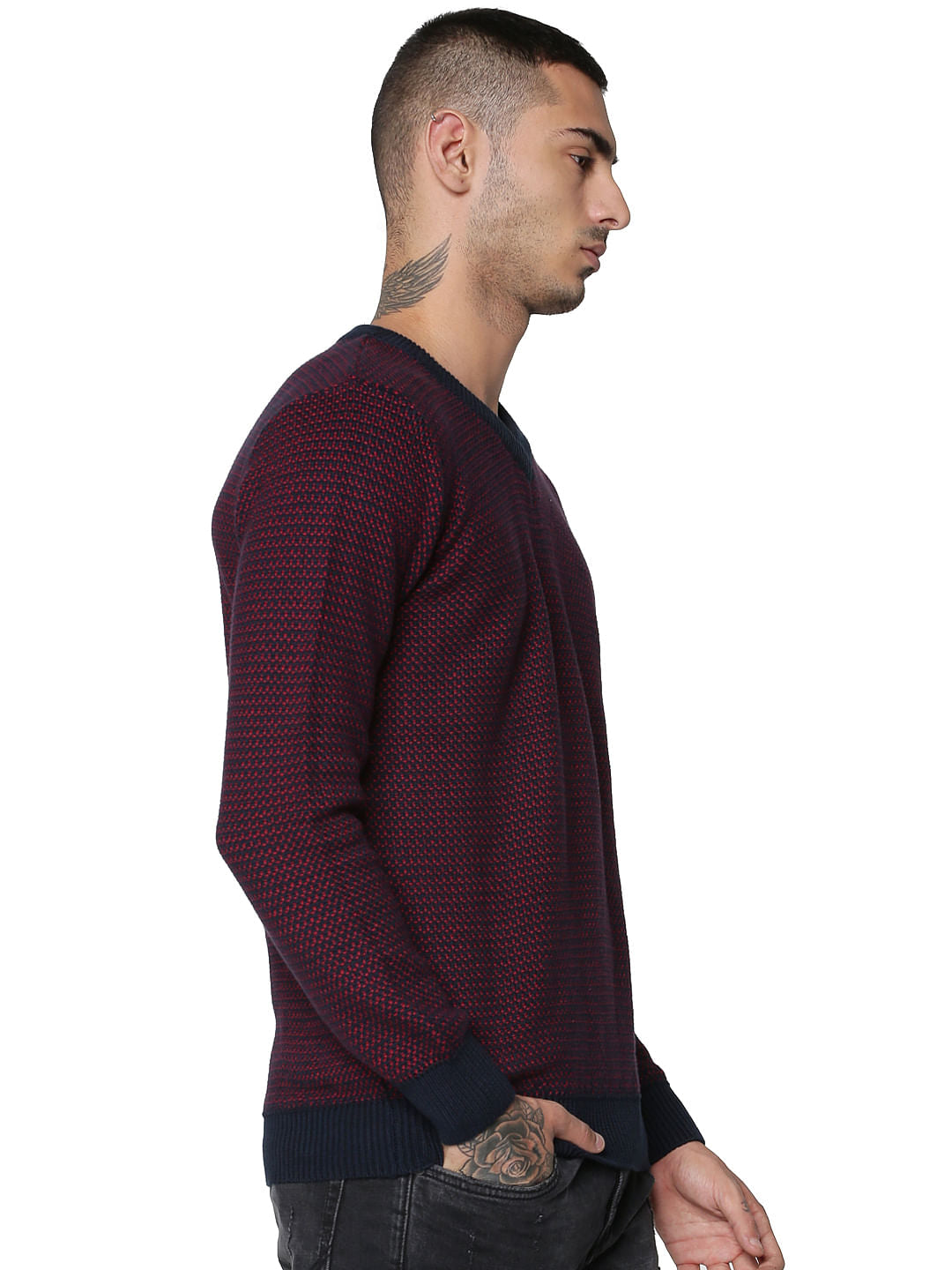 Blue Textured Pullover