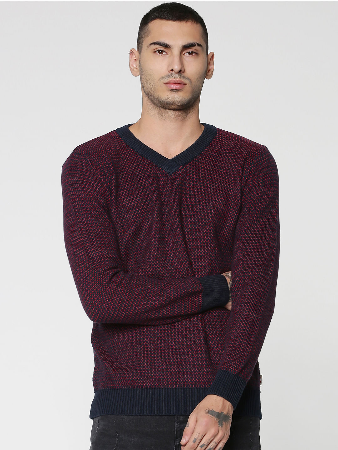 Blue Textured Pullover