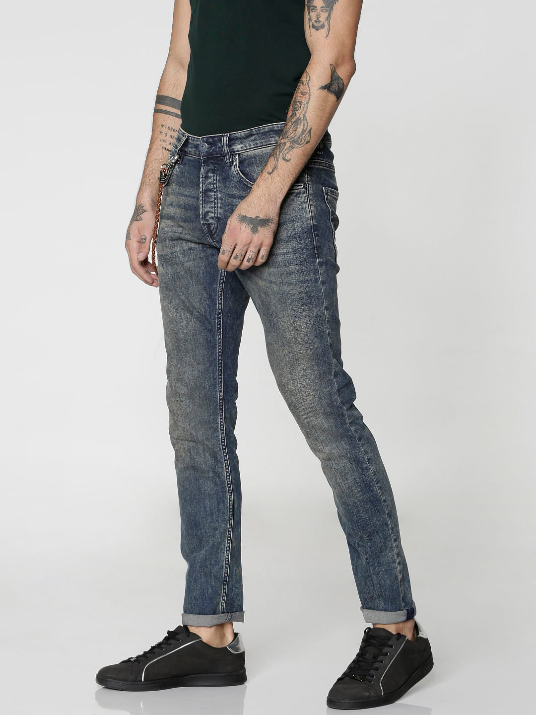 Blue Heavy Washed Glenn Slim Fit Jeans