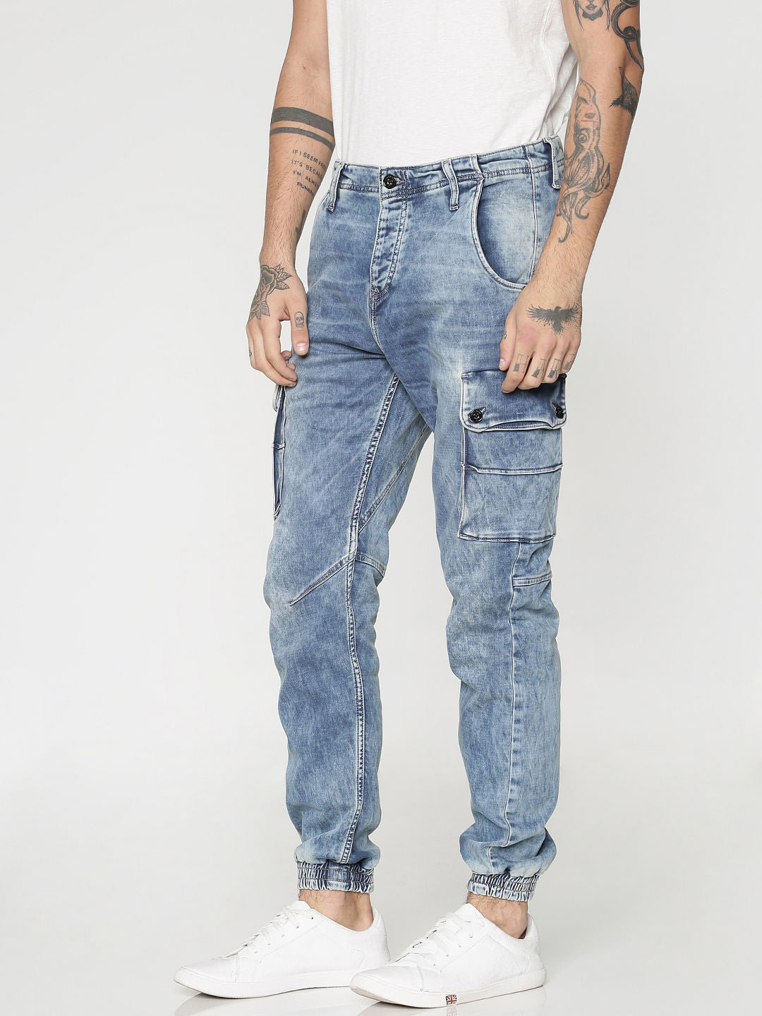 Light Blue Heavy Fade Multi Pockets Paul Anti Fit Jeans