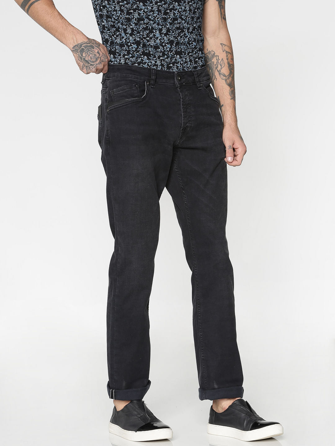 Black Washed Ben Skinny Fit Jeans