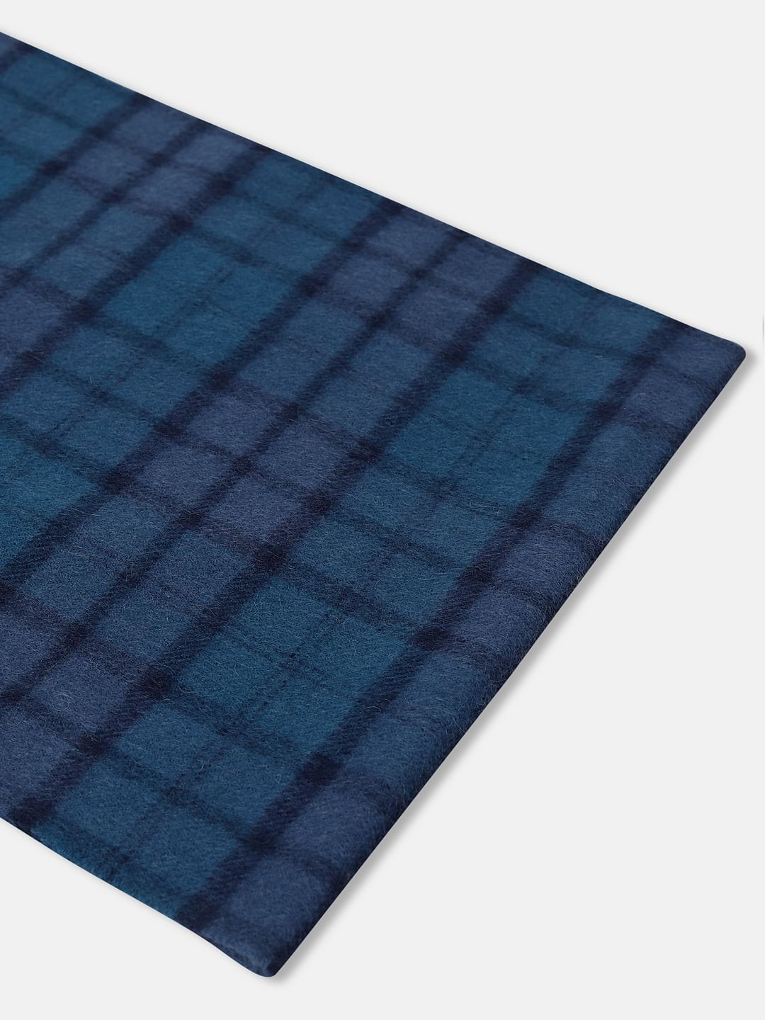 Blue Check Print Woven Scarf