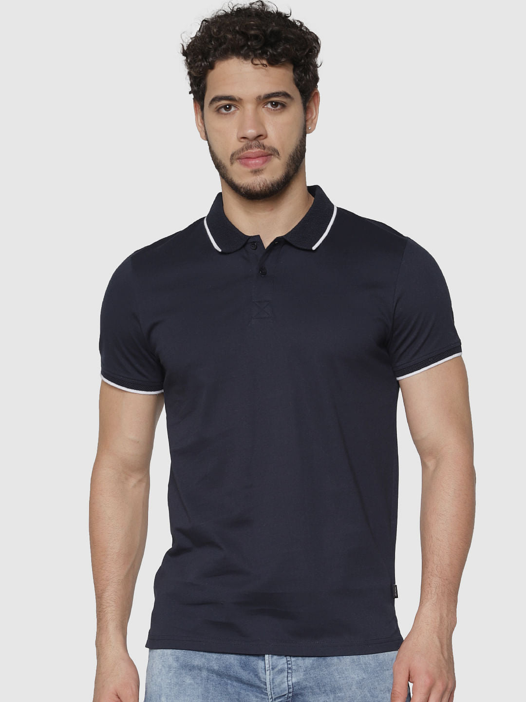 Navy Blue Polo Neck T-Shirt