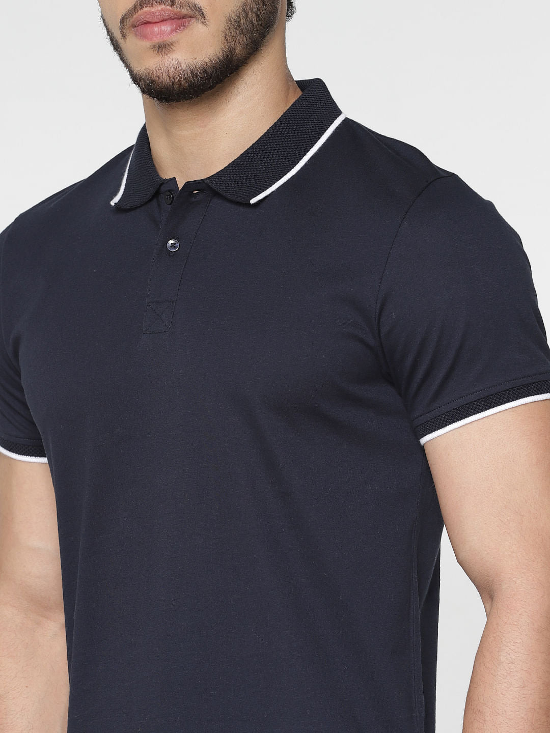 Navy Blue Polo Neck T-Shirt