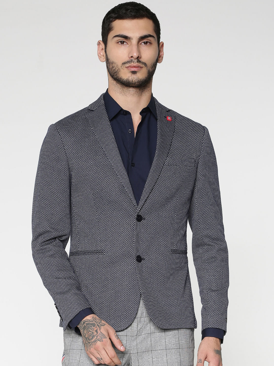 Blue Printed Blazer