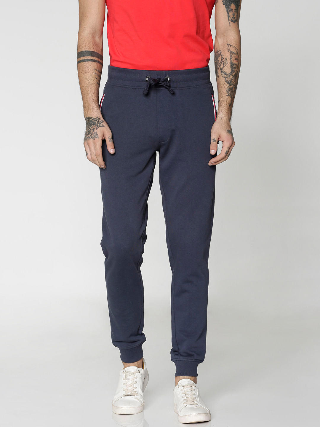 Blue Drawstring Regular Fit Sweatpants - S