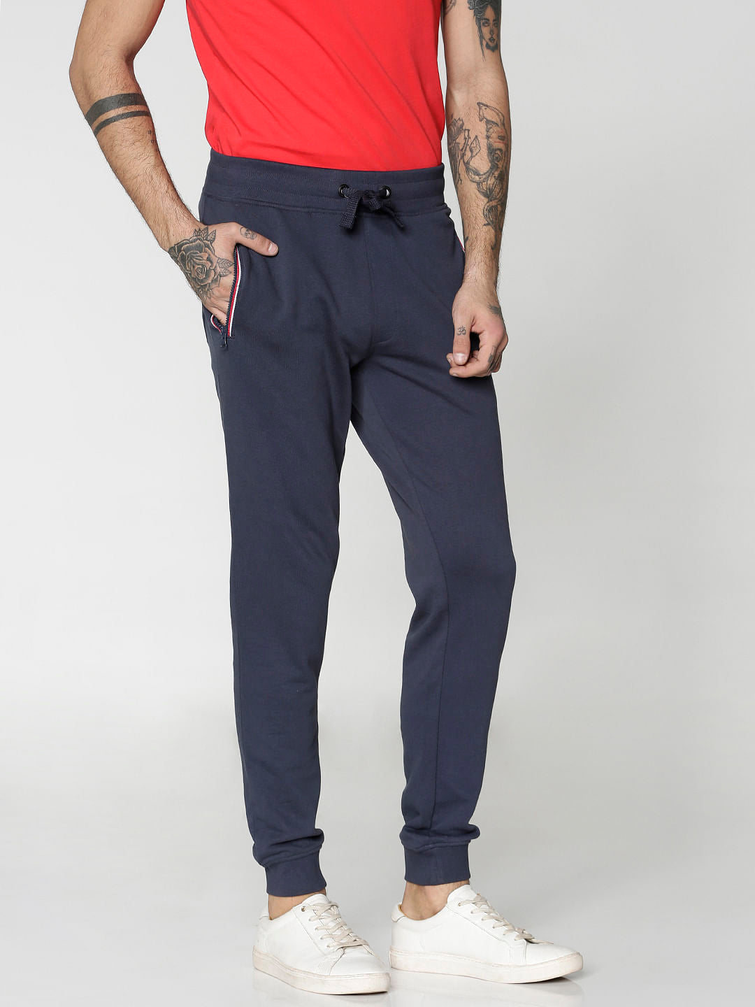 Blue Drawstring Regular Fit Sweatpants