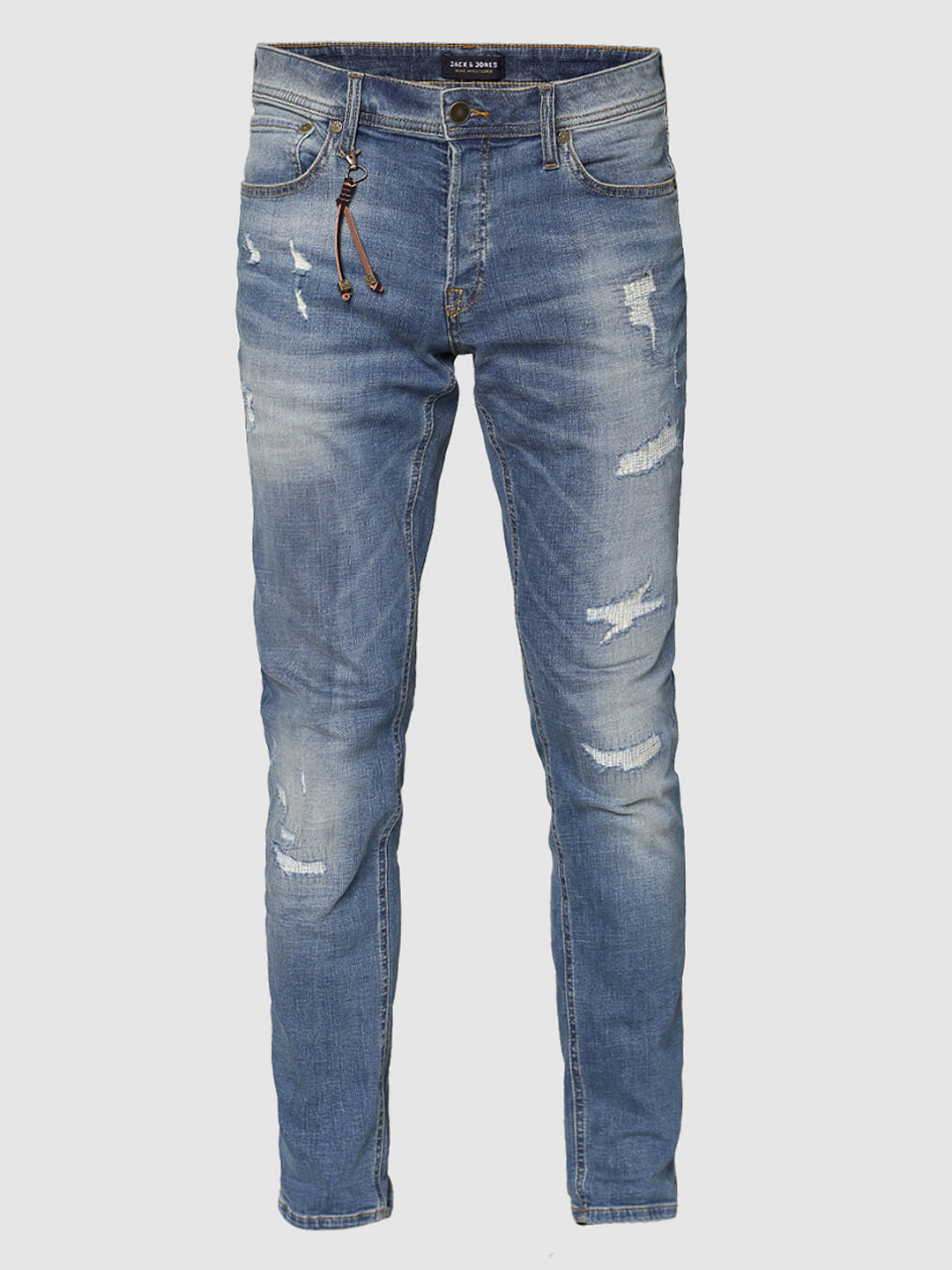 Blue Highly Distressed Glenn Slim Fit Jeans