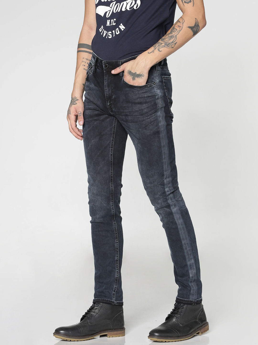 Dark Blue Washed Liam Skinny Fit Jeans
