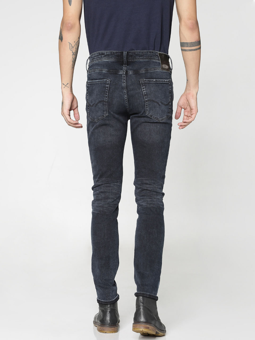 Dark Blue Washed Liam Skinny Fit Jeans