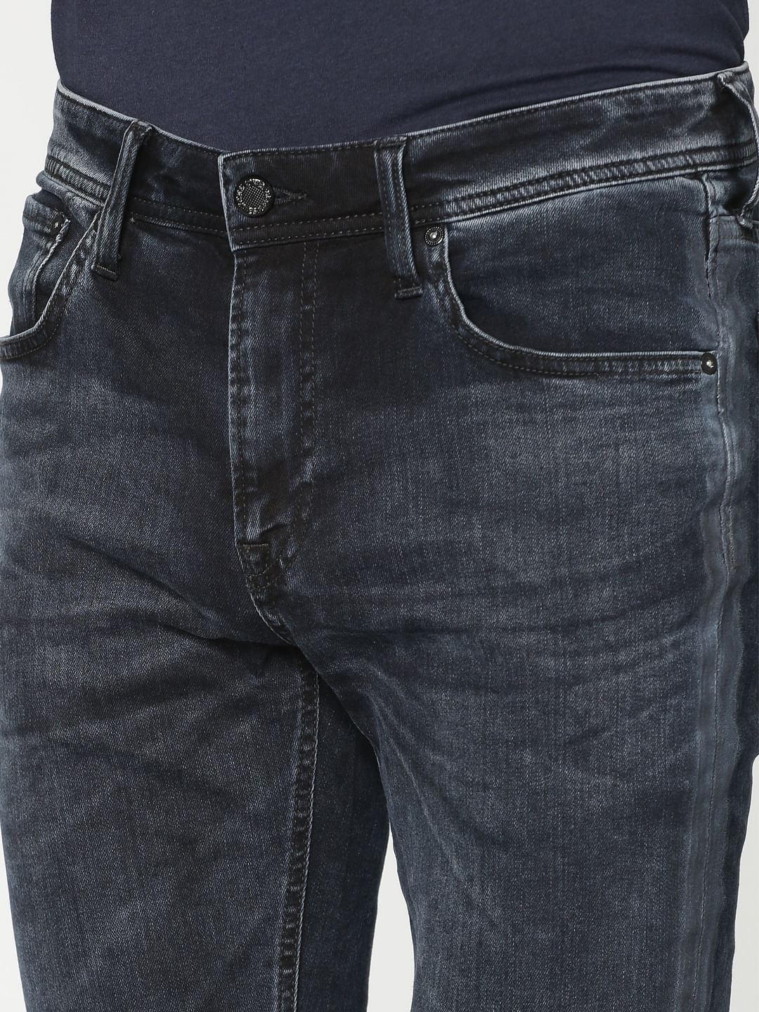 Dark Blue Washed Liam Skinny Fit Jeans