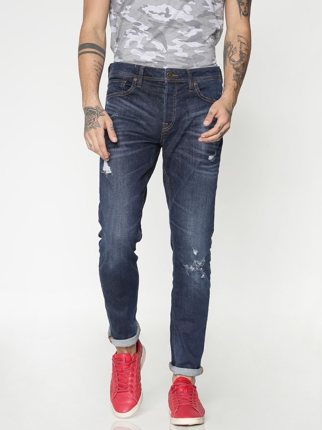 Blue Ripped Tim Anti Fit Jeans