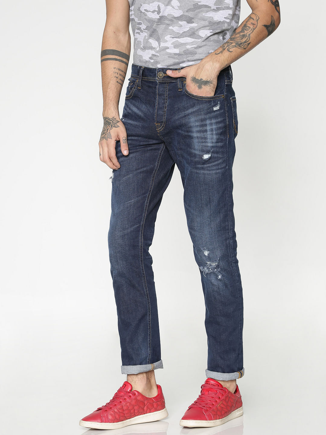 Blue Ripped Tim Anti Fit Jeans