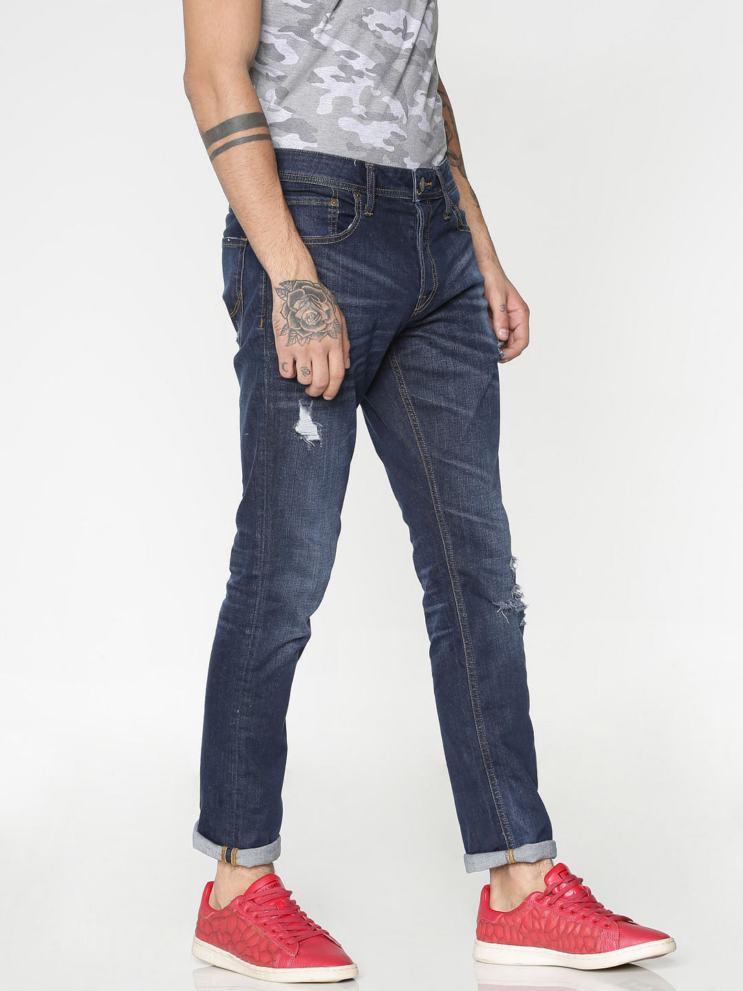 Blue Ripped Tim Anti Fit Jeans